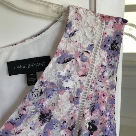 LANE BRYANT Lace Floral Fit and Flare Dress White Pink Women’s Plus Size 20 1X - Picture 4 of 16